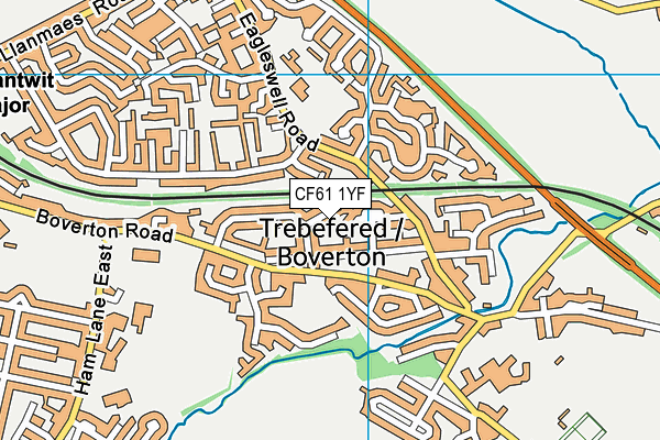 CF61 1YF map - OS VectorMap District (Ordnance Survey)