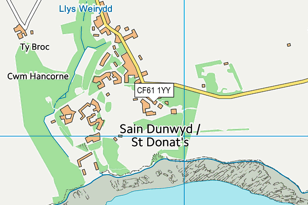 CF61 1YY map - OS VectorMap District (Ordnance Survey)