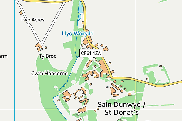 CF61 1ZA map - OS VectorMap District (Ordnance Survey)