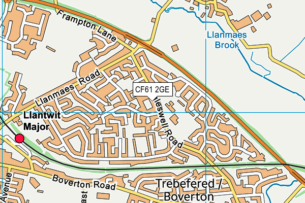CF61 2GE map - OS VectorMap District (Ordnance Survey)