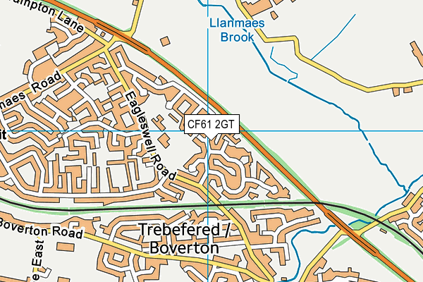 CF61 2GT map - OS VectorMap District (Ordnance Survey)