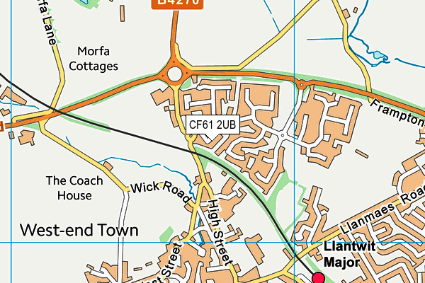 CF61 2UB map - OS VectorMap District (Ordnance Survey)