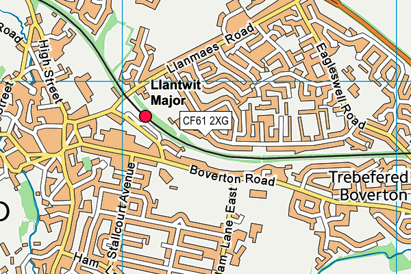 CF61 2XG map - OS VectorMap District (Ordnance Survey)