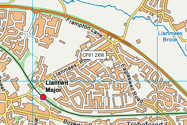 CF61 2XW map - OS VectorMap District (Ordnance Survey)