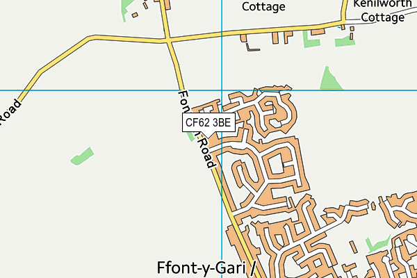 CF62 3BE map - OS VectorMap District (Ordnance Survey)