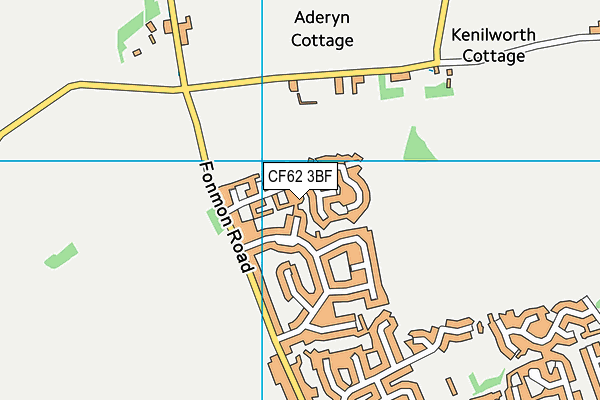 CF62 3BF map - OS VectorMap District (Ordnance Survey)