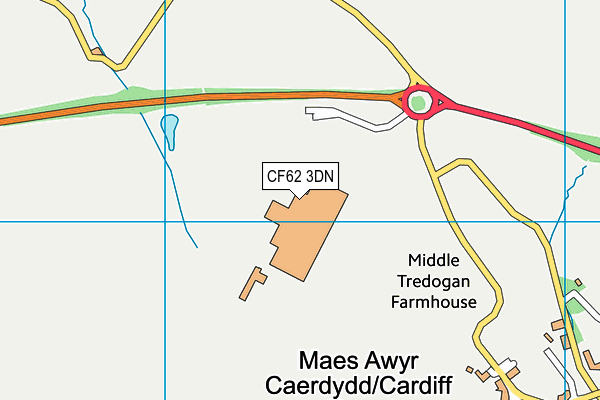 CF62 3DN map - OS VectorMap District (Ordnance Survey)