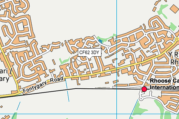 CF62 3DY map - OS VectorMap District (Ordnance Survey)