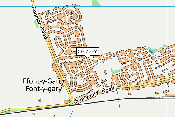 CF62 3FY map - OS VectorMap District (Ordnance Survey)