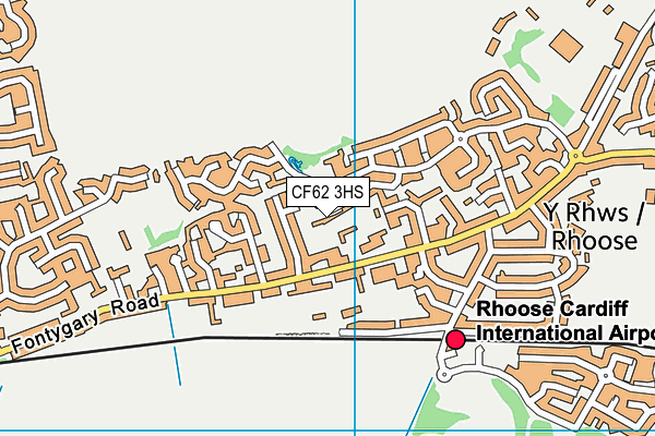 CF62 3HS map - OS VectorMap District (Ordnance Survey)