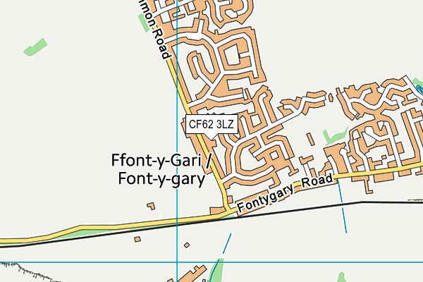 CF62 3LZ map - OS VectorMap District (Ordnance Survey)