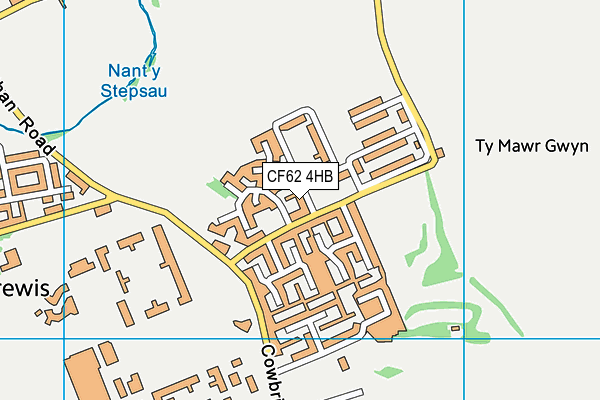 CF62 4HB map - OS VectorMap District (Ordnance Survey)