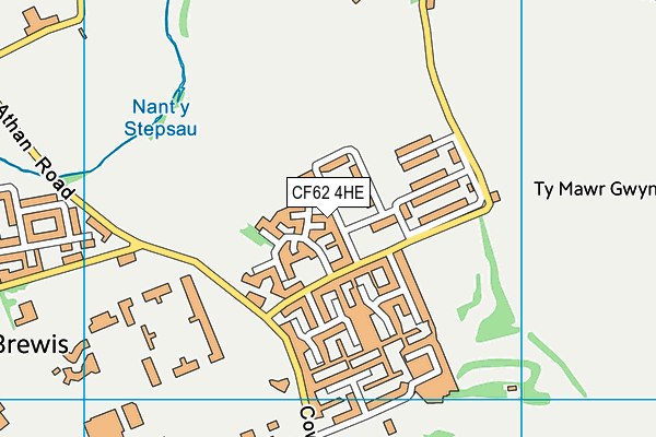 CF62 4HE map - OS VectorMap District (Ordnance Survey)