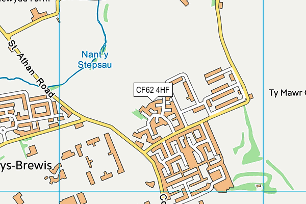 CF62 4HF map - OS VectorMap District (Ordnance Survey)