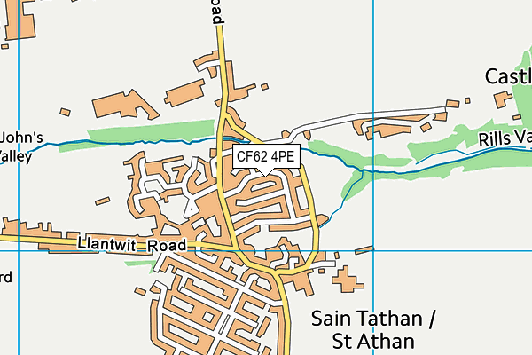 CF62 4PE map - OS VectorMap District (Ordnance Survey)