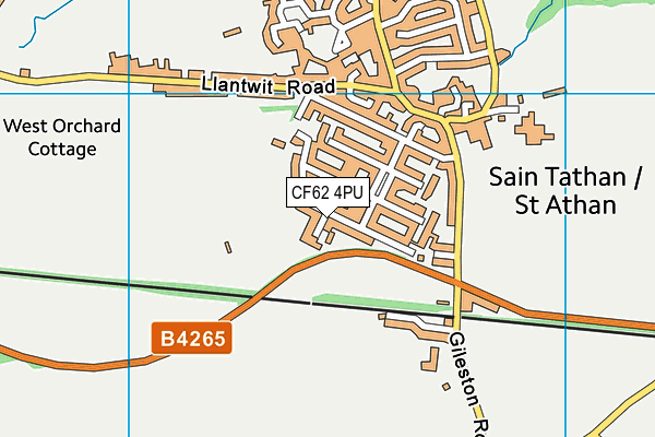 CF62 4PU map - OS VectorMap District (Ordnance Survey)