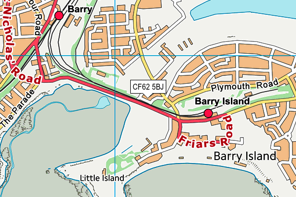 CF62 5BJ map - OS VectorMap District (Ordnance Survey)