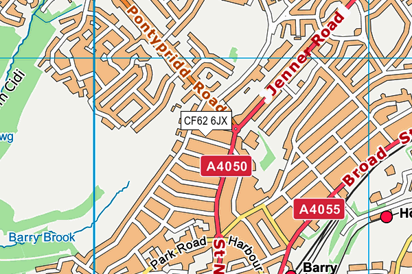 CF62 6JX map - OS VectorMap District (Ordnance Survey)