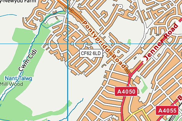 CF62 6LD map - OS VectorMap District (Ordnance Survey)