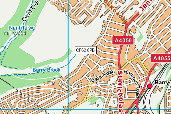 CF62 6PB map - OS VectorMap District (Ordnance Survey)