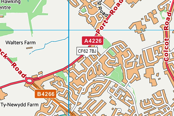 CF62 7BJ map - OS VectorMap District (Ordnance Survey)