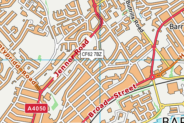 CF62 7BZ map - OS VectorMap District (Ordnance Survey)