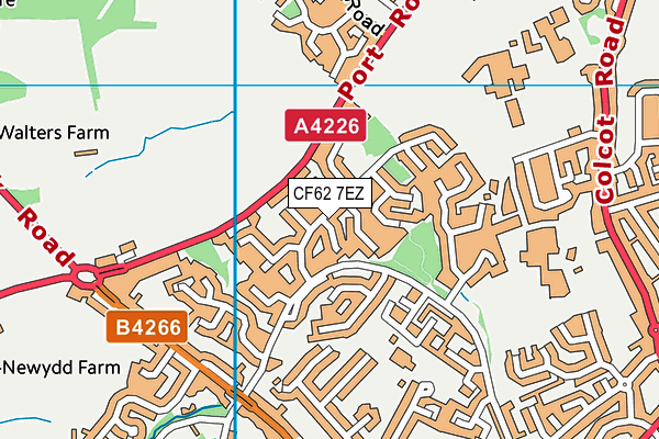 CF62 7EZ map - OS VectorMap District (Ordnance Survey)