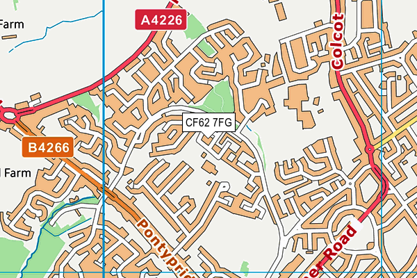 CF62 7FG map - OS VectorMap District (Ordnance Survey)