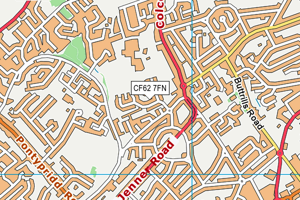 CF62 7FN map - OS VectorMap District (Ordnance Survey)