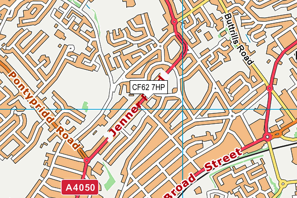 CF62 7HP map - OS VectorMap District (Ordnance Survey)