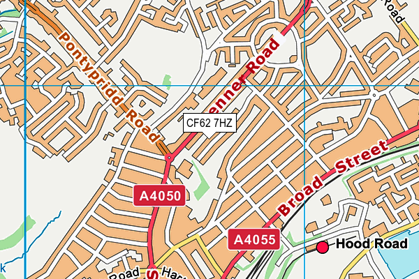 CF62 7HZ map - OS VectorMap District (Ordnance Survey)