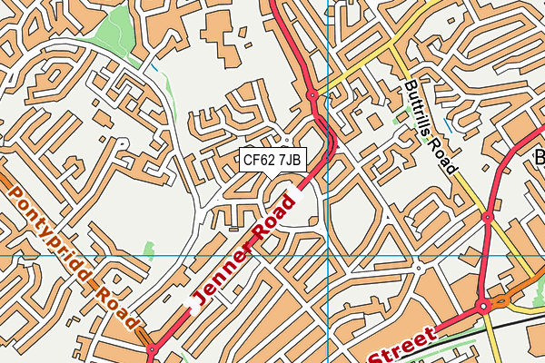 CF62 7JB map - OS VectorMap District (Ordnance Survey)