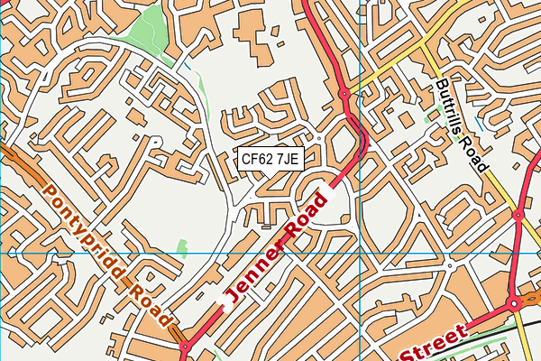 CF62 7JE map - OS VectorMap District (Ordnance Survey)