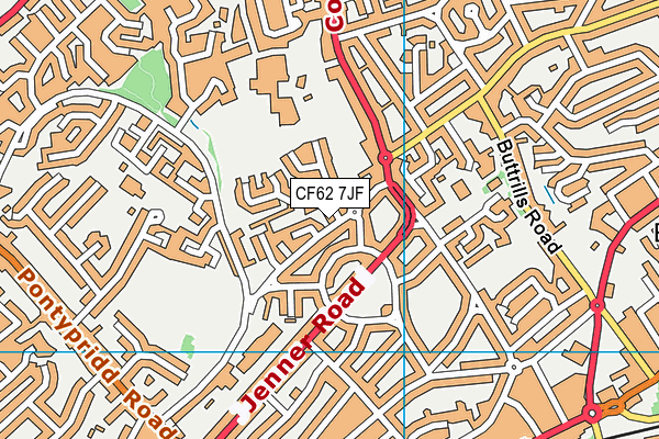 CF62 7JF map - OS VectorMap District (Ordnance Survey)