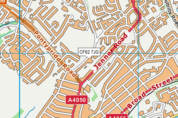 CF62 7JG map - OS VectorMap District (Ordnance Survey)