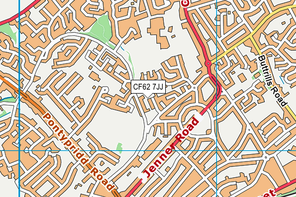 CF62 7JJ map - OS VectorMap District (Ordnance Survey)