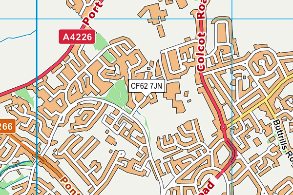 CF62 7JN map - OS VectorMap District (Ordnance Survey)