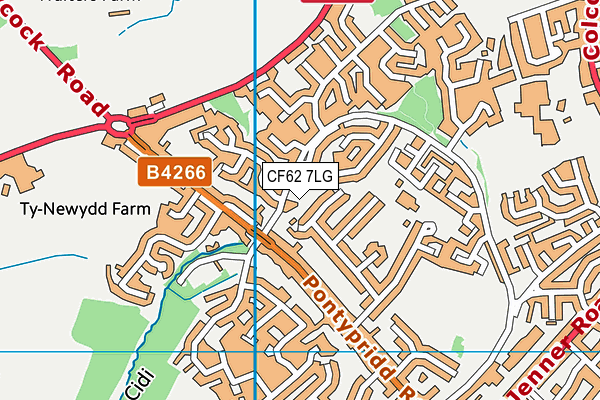 CF62 7LG map - OS VectorMap District (Ordnance Survey)