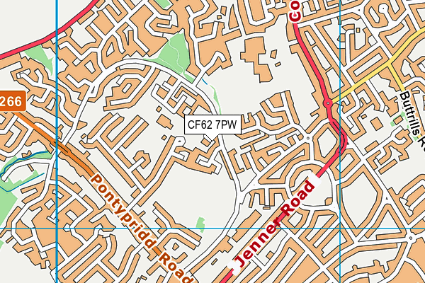 CF62 7PW map - OS VectorMap District (Ordnance Survey)