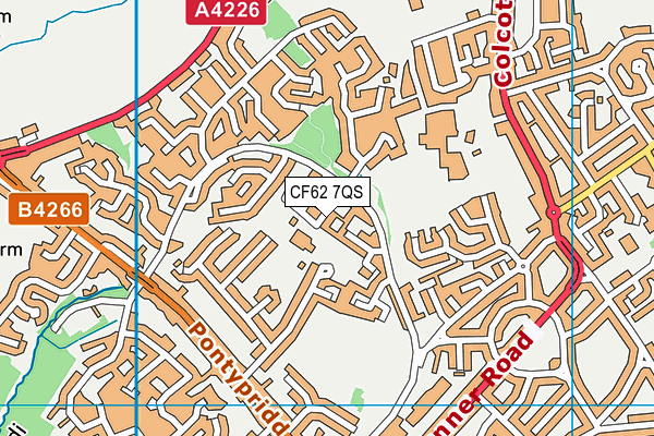 CF62 7QS map - OS VectorMap District (Ordnance Survey)