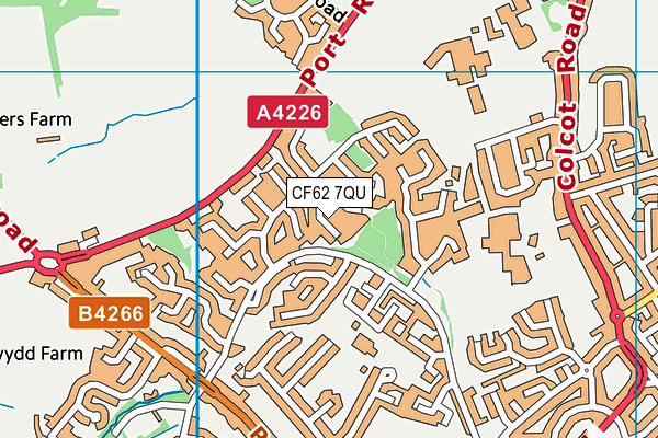 CF62 7QU map - OS VectorMap District (Ordnance Survey)