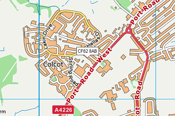 CF62 8AB map - OS VectorMap District (Ordnance Survey)