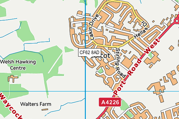 CF62 8AD map - OS VectorMap District (Ordnance Survey)