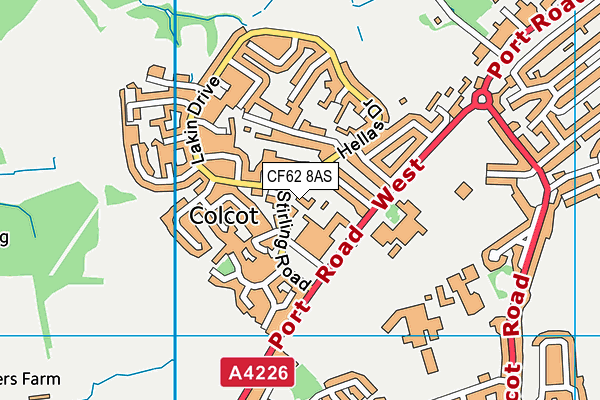 CF62 8AS map - OS VectorMap District (Ordnance Survey)