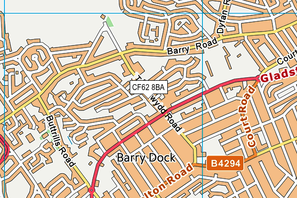 CF62 8BA map - OS VectorMap District (Ordnance Survey)