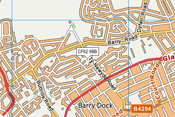 CF62 8BB map - OS VectorMap District (Ordnance Survey)