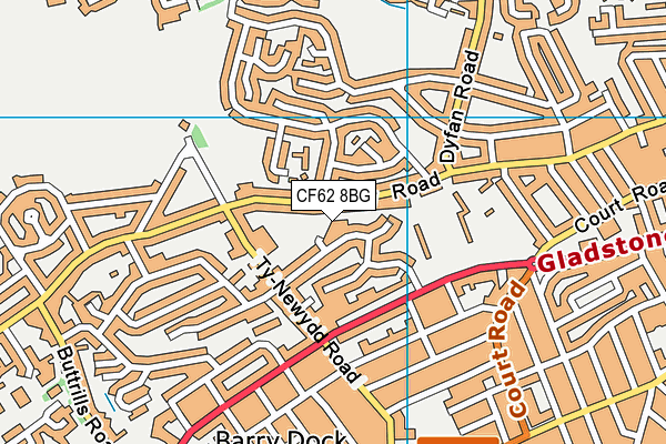 CF62 8BG map - OS VectorMap District (Ordnance Survey)