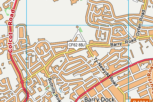 CF62 8BJ map - OS VectorMap District (Ordnance Survey)