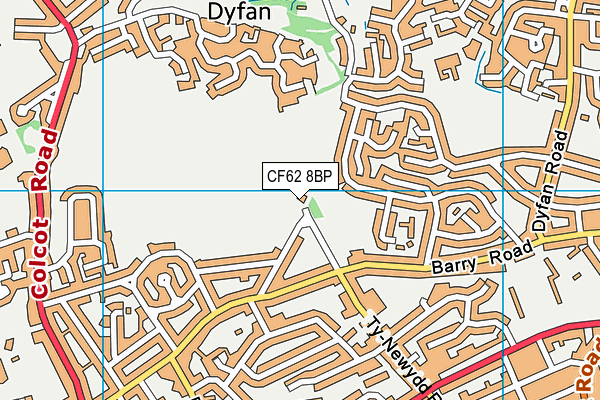CF62 8BP map - OS VectorMap District (Ordnance Survey)