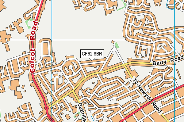 CF62 8BR map - OS VectorMap District (Ordnance Survey)